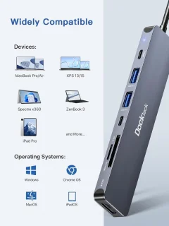 USB-C hub 7-in-1 multiport adapter, zilver
