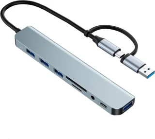 USB-C hub 8-in-1 aluminium
