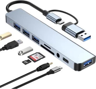 USB-C hub 8-in-1 aluminium