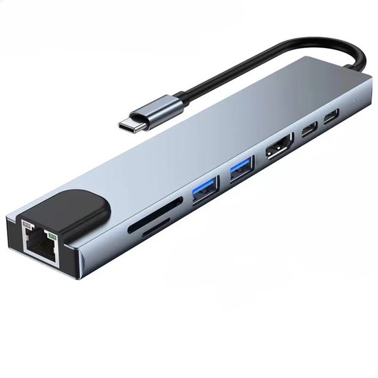 USB-C Hub 8-in-1 Docking Station Zilver voor MacBook Pro en Tablets review