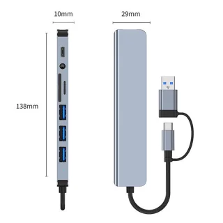 USB-C Hub 8-in-1 Multipoort Adapter