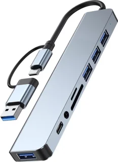 Compacte 8-in-1 USB-C Hub: veelzijdigheid voor dagelijks gebruik