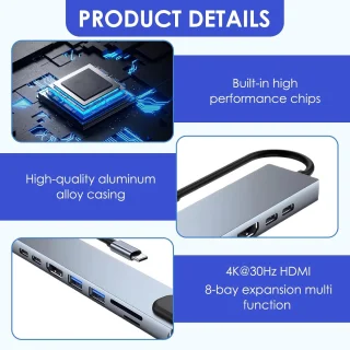 USB-C-hub 8-in-1 multiport