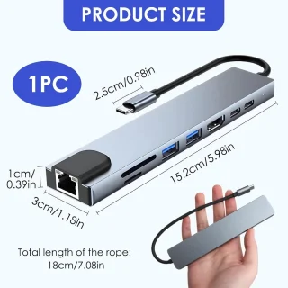 USB-C-hub 8-in-1 multiport