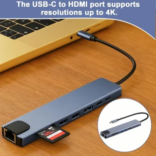 USB-C Hub 8-poorts Multiport Adapter