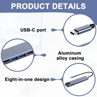 USB-C Hub 8-poorts Multiport Adapter