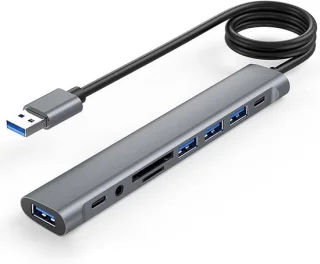 USB-C hub 9-in-1 met 47 inch kabel, grijs