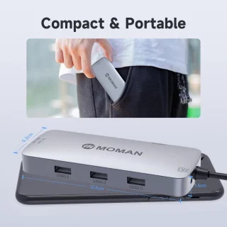 USB-C Hub 9-in-1 Type-C Adapter - Grijs