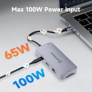 USB-C Hub 9-in-1 Type-C Adapter - Grijs