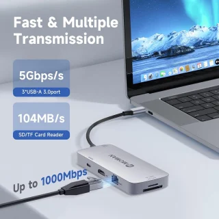 USB-C Hub 9-in-1 Type-C Adapter - Grijs
