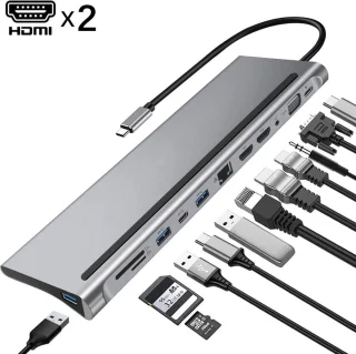 USB-C Hub Adapter 12-in-1 Spacegrey