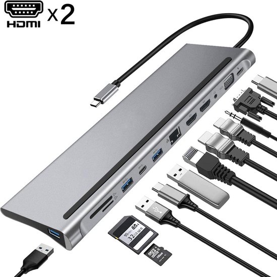 USB-C Hub Adapter 12-in-1 Spacegrey
