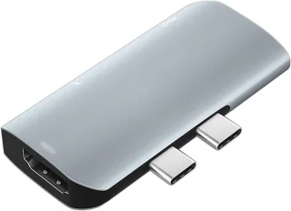 USB C hub adapter 3-in-1, aluminium, grijs