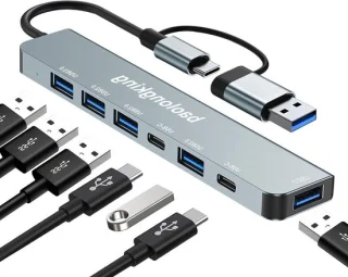 USB-C hub adapter 7 poorten grijs