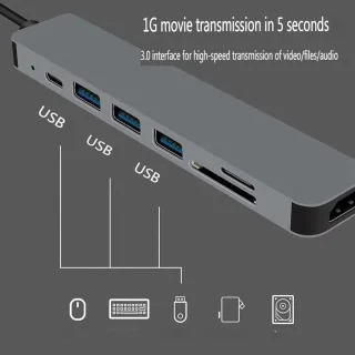 USB-C Hub Adapter 7-poorts Type-C