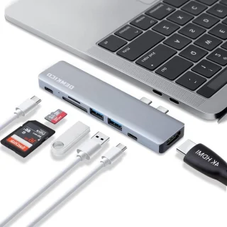 USB-C hub adapter dock grijs