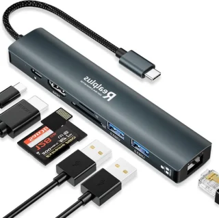 USB-C hub-adapter dock grijs
