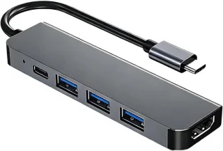 USB-C hub adapterdock 5-in-1 grijs