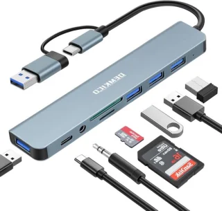USB C hub-adapterdock zilver