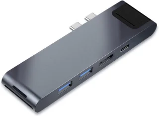 USB-C-hub adaptersplitter grijs