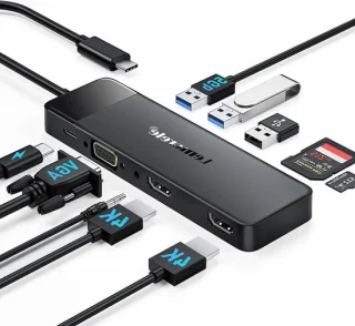 USB-C hub - docking station - 10 poorten - grijs