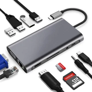 USB-C hub docking station adapter zwart