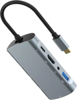 USB-C Hub Docking Station Aluminium Grijs