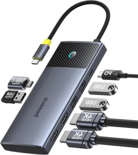 USB-C hub docking station grijs