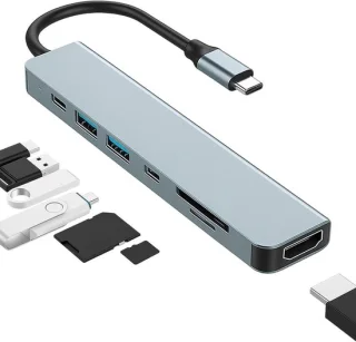 USB-C hub docking station grijs