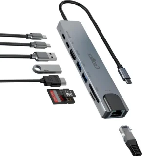 USB-C hub docking station grijs