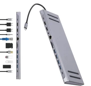 USB-C hub docking station grijs
