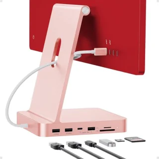 Usb c hub docking station voor iMac met M.2 NVMe SSD-slot, 7 poorten, roze