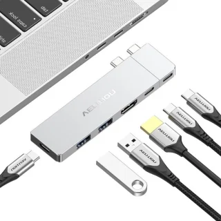 USB C hub - docking station - zilver