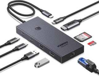 USB-C hub docking station zilver