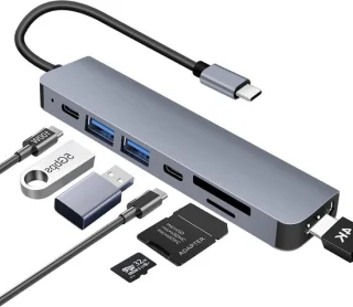 USB-C Hub Dockingstation 7-poorts Grijs