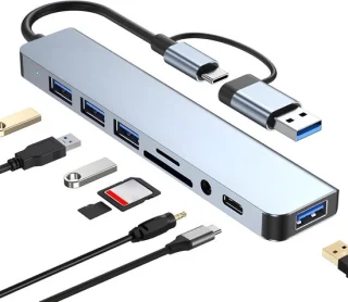 USB-C hub dockingstation grijs