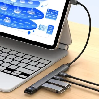 USB-C hub dockingstation grijs