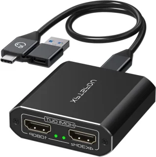 USB-C Hub Dubbele HDMI Adapter Grijs