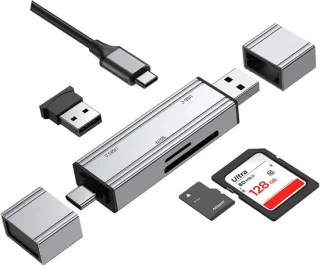 USB-C hub - dubbele poort adapter - zilver