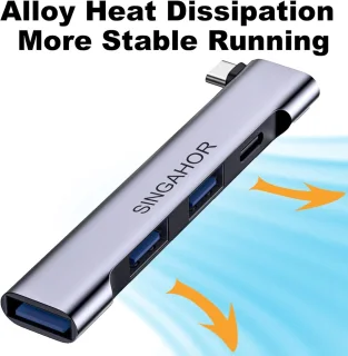 USB-C-hub en multipoortadapter met 4 poorten - grijs