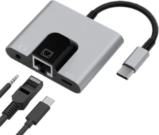 USB-C hub en netwerkdock grijs