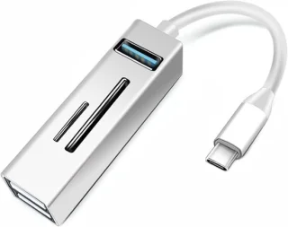 USB-C hub - kaartlezer - zilver