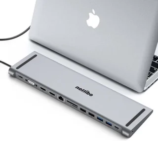 Usb c hub - laptop docking station - 13-in-1 poorten - grijs