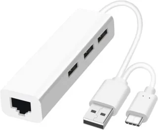 USB-C hub met 3 poorten en gigabit ethernet - wit
