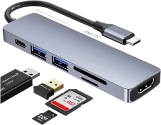 Usb-c hub met 6 poorten, 4K hdmi, sd, tf en pd