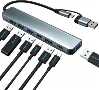 Usb-c hub met 7 poorten grijs