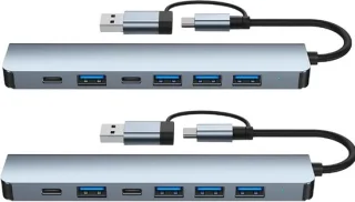 Usb-c hub met 7 poorten, zilver