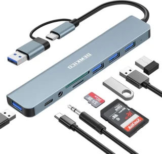 USB-C-hub met 8 poorten, zilver