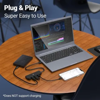 Usb c-hub multipoort adapter 4 poorten zwart