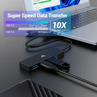 Usb c-hub multipoort adapter 4 poorten zwart